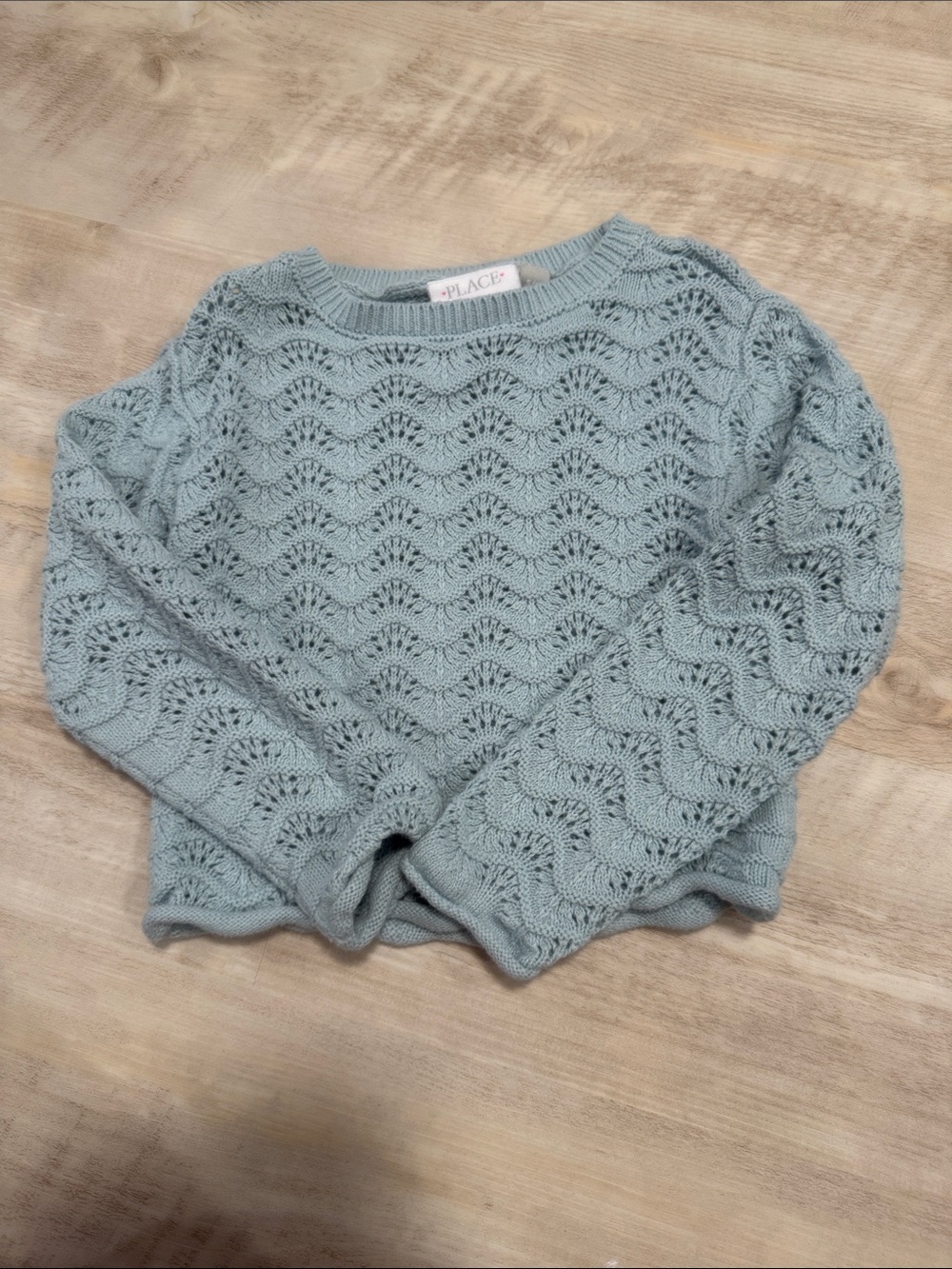 The Children's Place Light Blue Cropped Lace-Knit Sweater